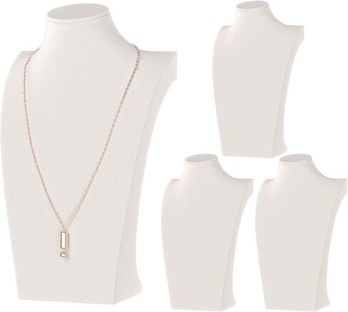 Necklace Display Stand for Selling, Necklace Holder Organizer, Necklace Mannequin Holder for Jewelry Displays,Velvet Chain Jewelry Bust Holder Organizer (Beige, S 4PCS) in Saudi Arabia