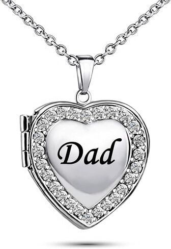 قلادة على شكل قلب من KunBead Dad Love للنساء مع حجر الميلاد الذي يحمل الصور in Kuwait