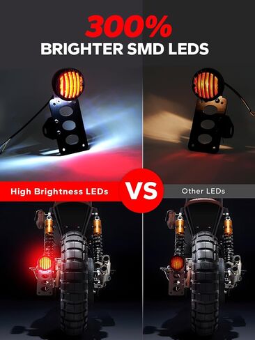 Amazicha 1" Motorcycle LED Tail Brake Light with Bracket, Waterproof Motorcycle Side Mount License Plate Rear Light Compatible for Harley Sporster Bobber Chopper Honda Yamaha Suzuki Kawasaki in Saudi Arabia