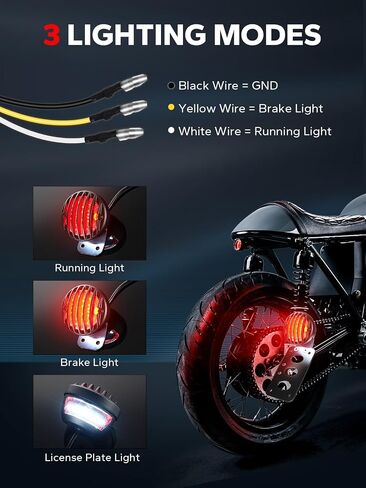Amazicha 1" Motorcycle LED Tail Brake Light with Bracket, Waterproof Motorcycle Side Mount License Plate Rear Light Compatible for Harley Sporster Bobber Chopper Honda Yamaha Suzuki Kawasaki in Saudi Arabia