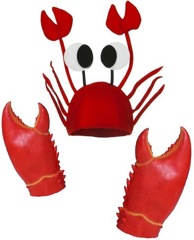 Funny Unisex Novelty Hat 3D Crab Seafood Hat Latex Giant Crab Claws Gloves Crab Costume Props Hat Set in Saudi Arabia