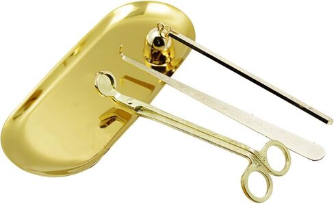 TINTON LIFE® 3 in 1 Candle Snuffer Accessory Set Stainless Steel Candle Wick Trimmer Wick Dipper Scissors, Gold in Saudi Arabia