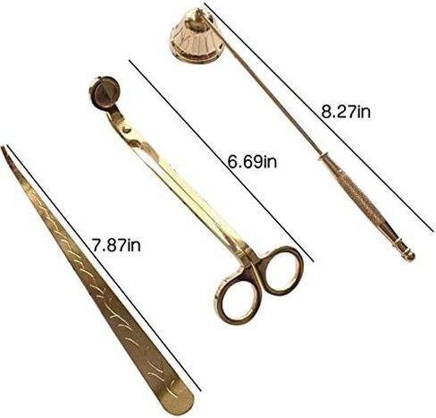 TINTON LIFE® 3 in 1 Candle Snuffer Accessory Set Stainless Steel Candle Wick Trimmer Wick Dipper Scissors, Gold in Saudi Arabia