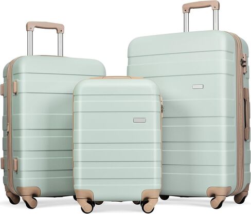 3 Pieces Spinner Wheels Luggage Set, ABS Hard Shell Expandable Spinner Luggage, 20-inch with USB Port, Expandable 24" And 28", 360-degree Rotating Wheels Suitcase with Cup Holder, Side Hooks in Kuwait