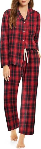 Ekouaer Pajamas Set for Womens 2 Piece Cotton Plaid Loungewear Long Sleeve Sleepwear Soft Button Down Shirts Pjs with Pockets in Saudi Arabia