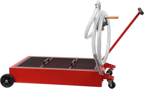 Oil Drain Pan, 20 Gallon Oil Drain Pan with Pump, 76L Foldable Low Profile Oil Drain Pan with Hose, Large Capacity Oil Change Pan Heavy Duty, Rolling Oil Drain Cart for Trucks, Buses, RVs in Saudi Arabia