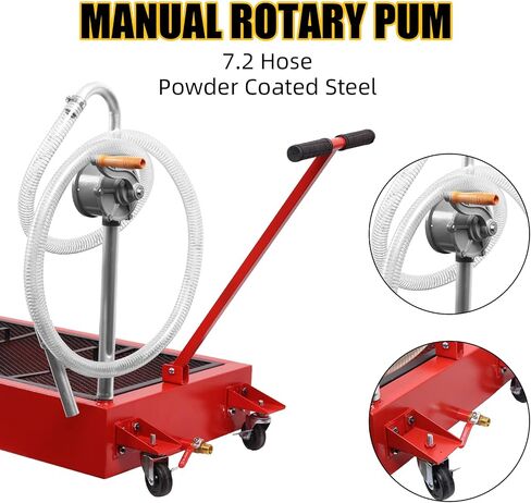 Oil Drain Pan, 20 Gallon Oil Drain Pan with Pump, 76L Foldable Low Profile Oil Drain Pan with Hose, Large Capacity Oil Change Pan Heavy Duty, Rolling Oil Drain Cart for Trucks, Buses, RVs in Saudi Arabia