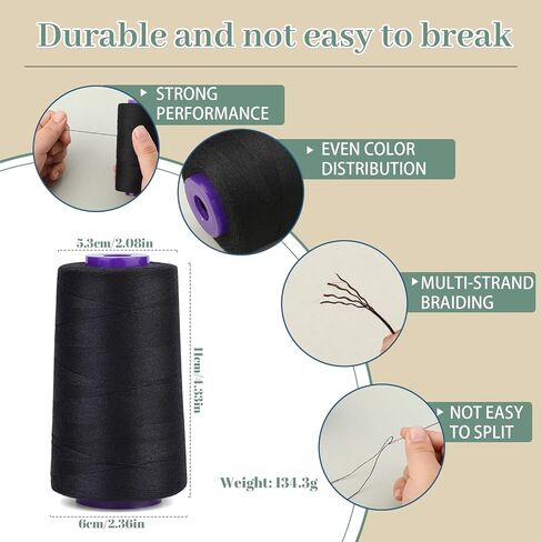 6 Rolls Hair Extension Thread, Sewing Threads, 153 Yard Hair Weave Sewing Threads Hair Extension Tools with 41 Pcs C/T/J/I Shape Needles for Making Wigs, Hair Weaving, Hand Sewing in Kuwait