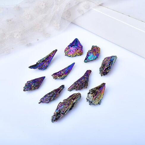 Natural Tourmaline Electroplated Rainbow Crystal DIY Gemstone Bare Stone Crystal Specimen Gift Collection Jewelry Pack of 10 in Saudi Arabia
