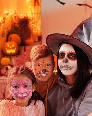 Halloween Makeup Face Painting Kit Evil Pumpkin 17 Colors Water Based Non-toxic SFX Look Cosplay Costume Facepaint Body Drawing in Saudi Arabia