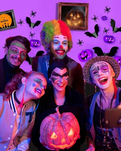 Halloween Makeup Face Painting Kit Evil Pumpkin 17 Colors Water Based Non-toxic SFX Look Cosplay Costume Facepaint Body Drawing in Saudi Arabia