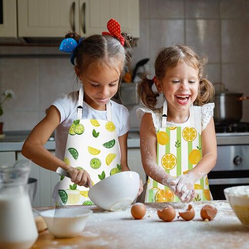 PLULON 4 Pcs Kids Apron Lemonade Stand Supplies for Kids, Kids Lemon Apron with Pockets Adjustable Strap Lemonade Stand in Kuwait