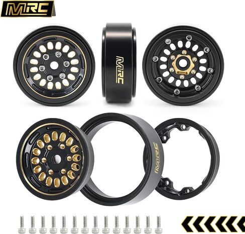 MRC 1.0 Beadlock عجلات نحاسية ثقيلة الوزن طلاء أسود (4 قطعة) لـ 1/24 SCX24 دودج ديدبولت جلاديتور C10 ترقيات-A in Kuwait