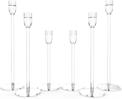 Candelabra Centerpieces for Tables 5 Arm Clear Candle Holder Fit 0.87" LED Pillar Taper Candlestick with Round Base for Christmas New Year Decoration (5 Arm Candelabra) in Saudi Arabia