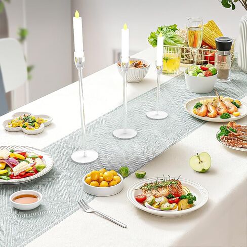 Candelabra Centerpieces for Tables 5 Arm Clear Candle Holder Fit 0.87" LED Pillar Taper Candlestick with Round Base for Christmas New Year Decoration (5 Arm Candelabra) in Saudi Arabia
