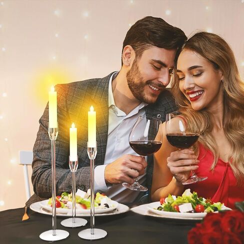 Candelabra Centerpieces for Tables 5 Arm Clear Candle Holder Fit 0.87" LED Pillar Taper Candlestick with Round Base for Christmas New Year Decoration (5 Arm Candelabra) in Saudi Arabia