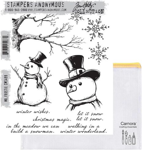 مجموعة طوابع Tim Holtz Stampers Anonymous Mr. Frostie Cling Stamp، CMS499، موضوع Winter Wonderland، حقيبة تخزين Carnora، إصدار أكتوبر 2024 in Kuwait
