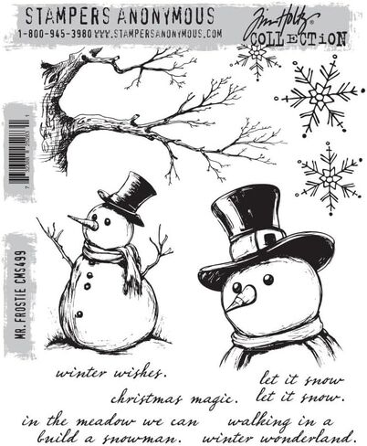 مجموعة طوابع Tim Holtz Stampers Anonymous Mr. Frostie Cling Stamp، CMS499، موضوع Winter Wonderland، حقيبة تخزين Carnora، إصدار أكتوبر 2024 in Kuwait