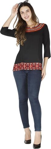 MESMERIICAL Women's Embroidered Cotton Short Kurti in Kuwait