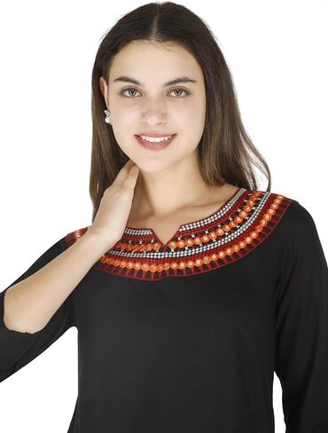 MESMERIICAL Women's Embroidered Cotton Short Kurti in Kuwait