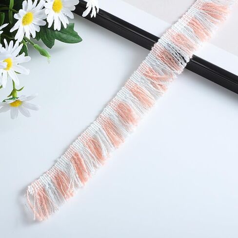 5 Yards 3CM Wide Woven Ribbons Tassels Cotton Fringe Trim Lace Sewing Fringe Trim for DIY Craft Clothing and Dress Wedding Decoration (Red&White,5Yards) in Saudi Arabia