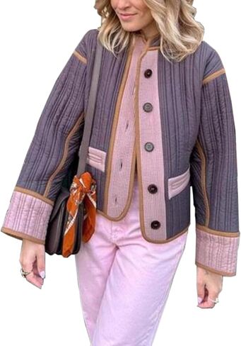 Quilted Jackets for Womens Fall Fashion 2024 Lightweight Puffer Outfits Long Sleeve Button Down Coats in Saudi Arabia
