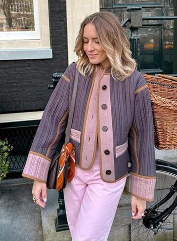 Quilted Jackets for Womens Fall Fashion 2024 Lightweight Puffer Outfits Long Sleeve Button Down Coats in Saudi Arabia