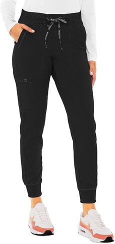 Med Couture Women's Scrub Set with V- Neck Scrub Top MC7448 and 2-Way Stretch Pants 7710, Black - XL Top/XL Petite Pant in Saudi Arabia