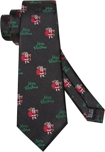 Hi-Tie Christmas Ties for Men Xmas Silk Necktie Pocket Square Cufflinks Set Festival Party Prom in Kuwait