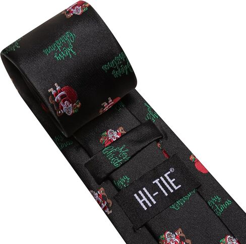 Hi-Tie Christmas Ties for Men Xmas Silk Necktie Pocket Square Cufflinks Set Festival Party Prom in Kuwait
