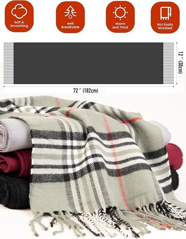 NevEND Men Women Winter Warm Cashmere Feel Winter Scarf Plain Soft Warp Fashion Long Shawl in Kuwait