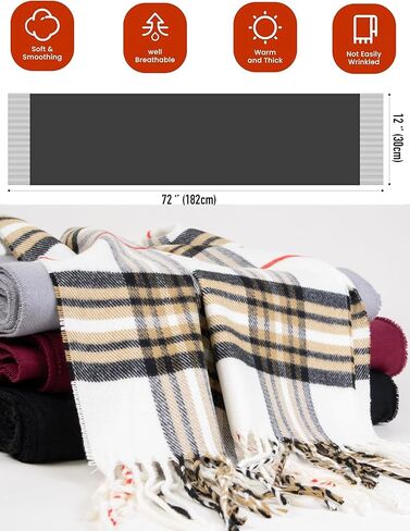 NevEND Men Women Winter Warm Cashmere Feel Winter Scarf Plain Soft Warp Fashion Long Shawl in Kuwait