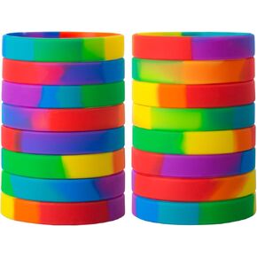 20 Pieces Rubber Bracelets Solid Color Silicone Wristbands Colored Rubber Stretch Bracelets for Women Men Teen Gifts