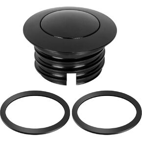 BHB Motorcycle Fuel Tank Pop-up Fuel Gas Oil Tank Cap Compatible With Harley Davidson Regular Thread 1982-2018 (Black)