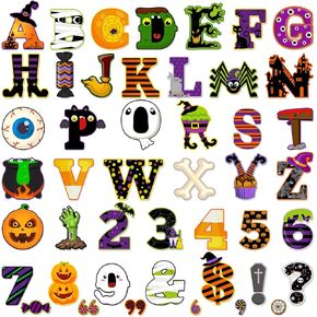 Faccito 176 Pcs Halloween Bulletin Board Decorations Letters Numbers Alphabet Paper Cutouts Punctuation Symbols Combo Set Pumpkin Spider Bat Classroom Decorations for School Chalkboard Party