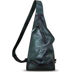 Genuine Leather Sling Bag Retro Crossbody Backpack Handmade Chest Shoulder Hiking Daypack Purse Fanny Packs (Coffee)