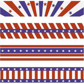 NEWEST 118Ft 4th of July Bulletin Board Stickers, Red White Blue Star Stripes Self-Adhesive Trim Borders American Flag Decals for Memorial Day Decorations