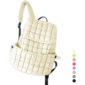 izuzta Quilted Puffer Backpack for Women, Lightweight Soft Nylon Quilted Hiker Pack Top Flap Drawstring Backpack, Trendy Puffy Padding Gym Backpack Travel Bag for Casual Daypack Hiking Sport(Black) in Saudi Arabia