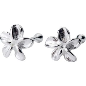 Flower Nose Rings Studs 22 Gauge Body Piercing Jewelry for Women S925 Sterling Silver Tiny Plumeria Cute Ball Bead Labret Screw Nose Stud Post Pin Hypoallgenic Dainty Body Jewelry