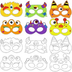 30 Pcs Halloween Monster Masks Coloring Crafts for Kindergarten Kids, Color Your Own Halloween Arts and Craft Kits, DIY Paper Masks for Classroom Preschool Home Game Activities Party Favors