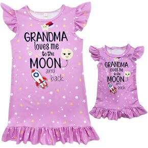 Bow Dream Girl Dress and Matching American Girl Doll Clothes for Girls Pink Grandma Loves me
