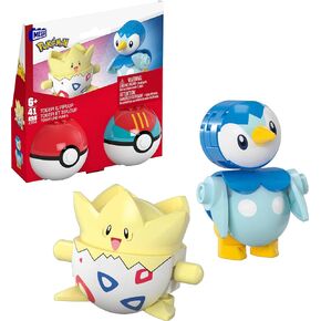 MEGA Pokémon Action Figure Building Toys Set, Poké Ball 2-Pack, Togepi and Piplup with 41 Pieces, for Kids