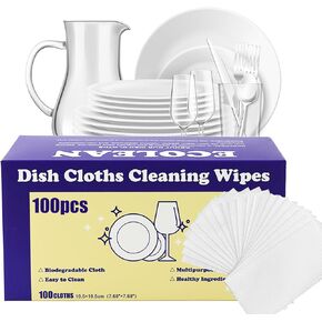 Multi-Surface Reuse Cleaning Cloths | Soap Pre-Load | Concentrated Plant-Based Cleaning Material | Residue Free, Light Rice Scent | 100 Big Sheets | Perfect for Camping Dormitory Apartment