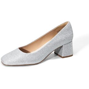 DREAM PAIRS Women's Low Chunky Heels Square Toe Pumps Comfortable Slip On Dress Shoes Wedding Party Office Shoes