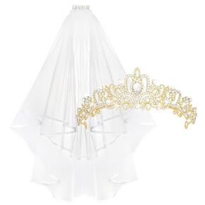 Bridal Veil and Tiara Set, Bachelorette Party Decorations, Bride Crown and Veil Set, Bridal Shower Gift Supplies, Bride Gifts for Bachelorette Party