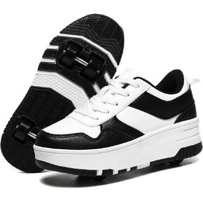 HHSTS Roller Skate Shoes for Kids Boys Girls Upgraded Fashion Sneakers with 4-Wheels for Kids, Versatile Roller Skates Shoes Christmas Birthday Gifts