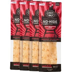 EARTH ANIMAL No Hide Strips No Beef Flavored Vegetarian Natural Treats | No Rawhide | Quick & Thin Dog Chews | 1 Pack, 4 Count