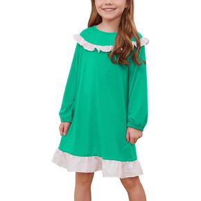 Jxstar Nightgowns for Girls Long Sleeve Pajamas Sleepwear Ruffle Trim Night Dresses