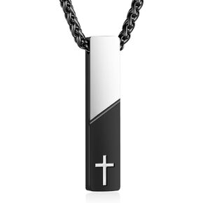 XIUDA Cremation Urn Necklace for Ashes Urn Jewelry Cross Cube Ash Necklace Memorial Pendant Keepsake Jewelry for Men Women