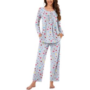 Bestbee Womens Pajama Set Plus Size, 2 Piece Lounge Outfits Pleated Y2K Sleep Set Long Sleeve Long Pant With Pockets Ladies Pjs Set, 3XL, Red